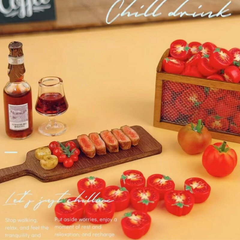 Mini Tomato Miniature Cross-Border Food Toy Cute DIY Accessories European Pastoral Style