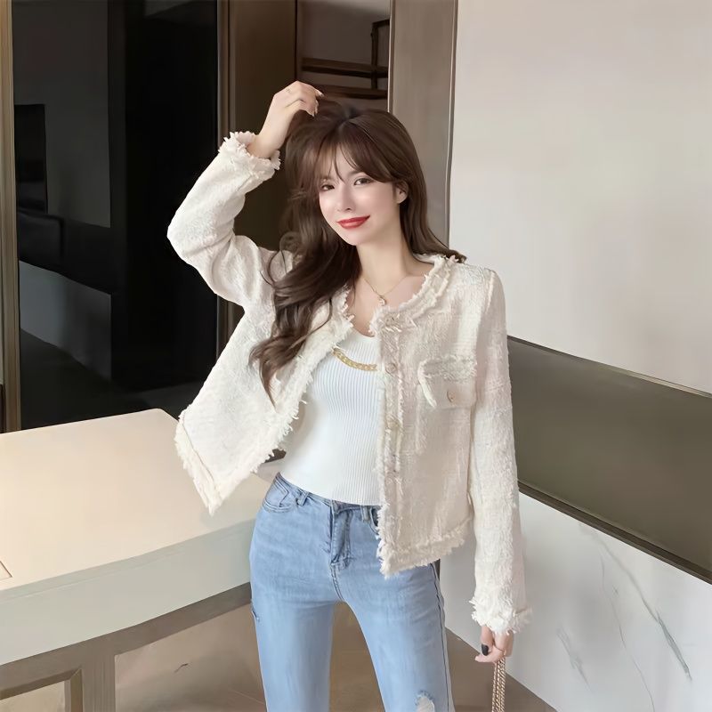 Elegant Socialite Style Tweed Short Jacket 2025 Women's Autumn Winter Korean Version Casual Versatile Jacket Top Trend