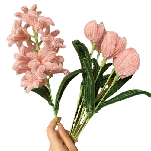 Twisting stick bouquet material package handmade diy hair root tulip super dense color tops children's toys wholesale