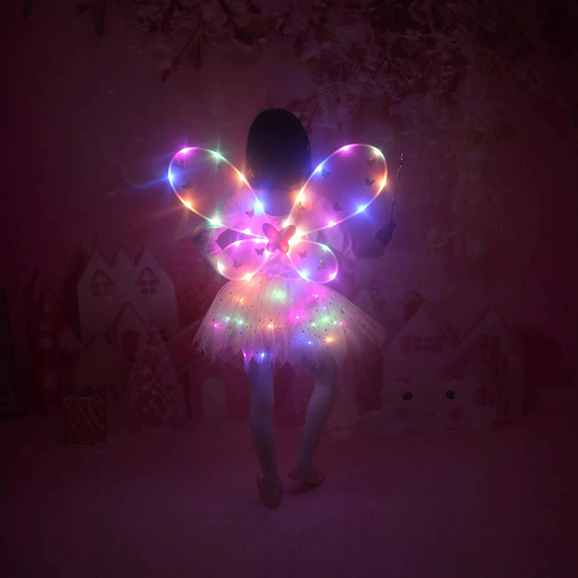 Светящиеся крылья бабочки, набор из четырех предметов, детские игрушки, популярные товары для живописных мест, крылья бабочки, прямые продажи с фабрики по отличным ценам
