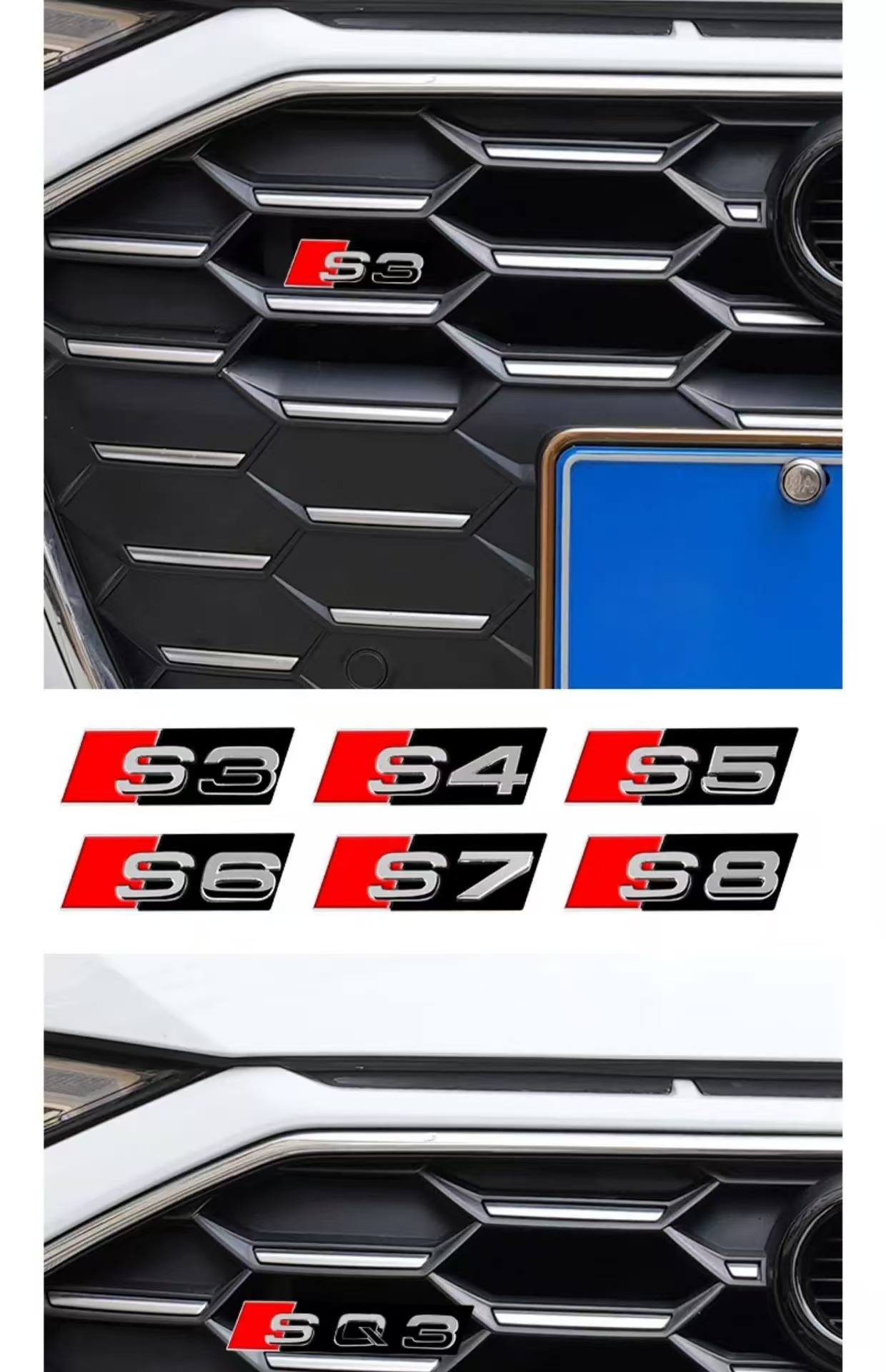 Suitable for Audi S3S4S5 honeycomb net logo RS3RS4RS5 character paste modified net paste car logo