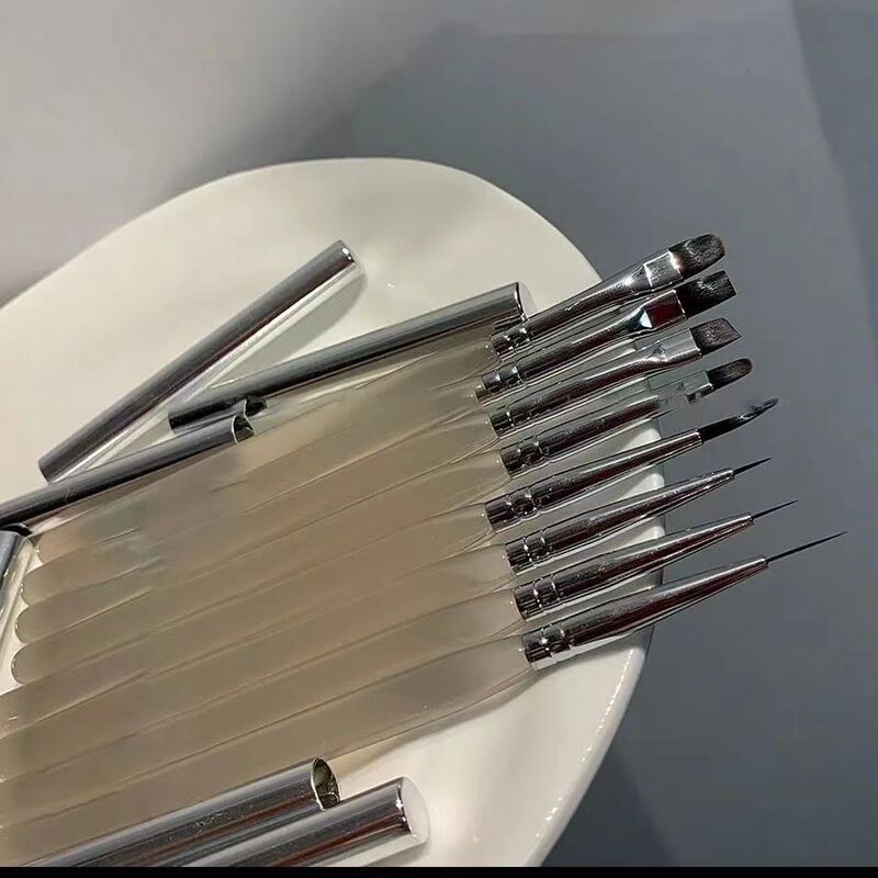 日式冰黑带盖美甲笔刷套装高端彩绘拉线画画光疗笔美甲店专用全套|undefined