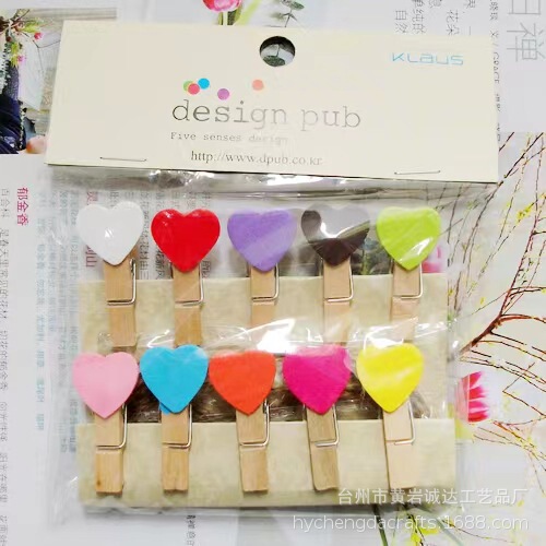 Collection Color Hemp Rope Love Valentine's Day Home Crafts Photo Frame Photo Wall Flower Shop Card Small Wood Clip