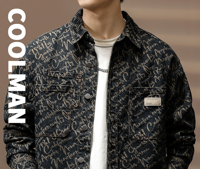 Sopracamicia in jeans vintage da uomo, giacca jacquard di lusso_voghion.com