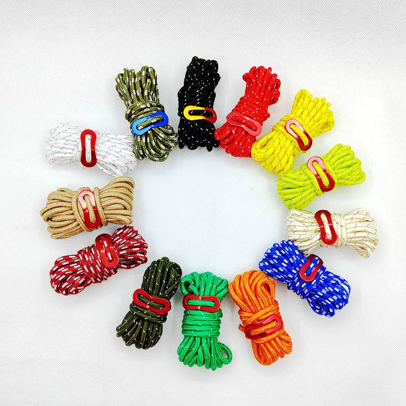 Прямые поставки с фабрики на открытом воздухе 5 мм веревка для палатки ветрозащитная Светоотражающая фиксированная одежда навес ветровая веревка Пряжка для палатки веревка