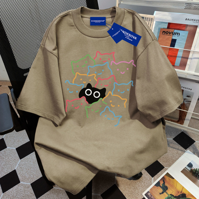 綿100% アメリカンデザイン 楽しいプリント 半袖 レディース カジュアル Tシャツ 夏 インズ トレンド ゆったり スリム トップス|undefined
