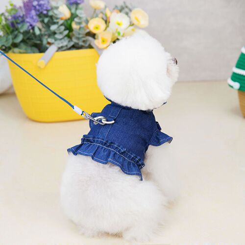 22 Denim Harness Pet Clothing Dog Harness Without Leash Vest Teddy Cat Clothing Pet Clothing