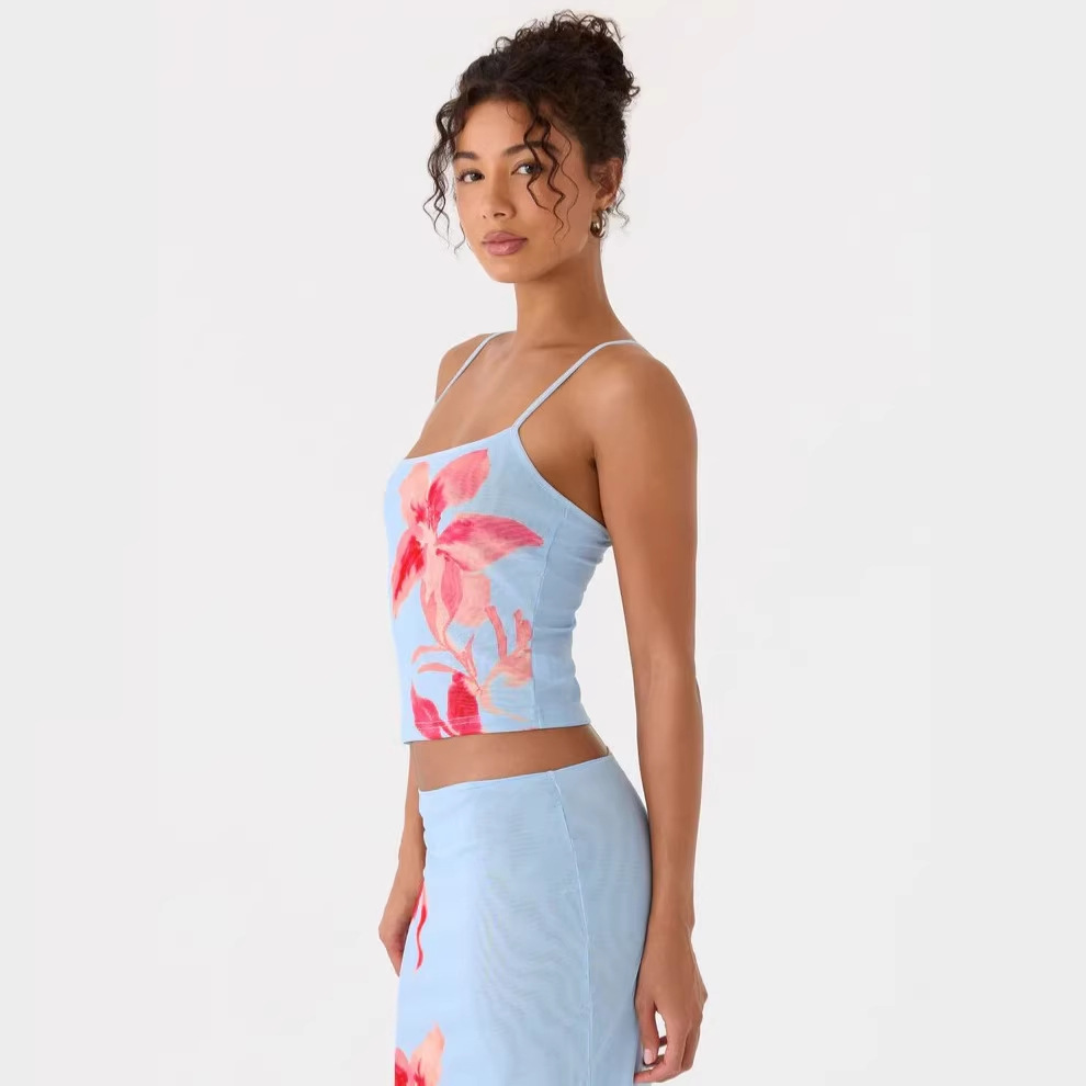 Floral Print Slim Fit Suit Dress For Women Sexy Suspender American Style Summer Clothing_ecoleips.com