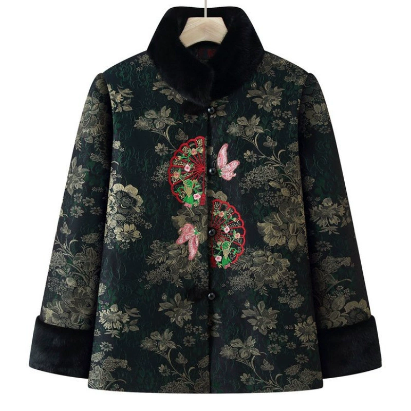 Winter fleece down jacket for mother, for middle age, increased thickness