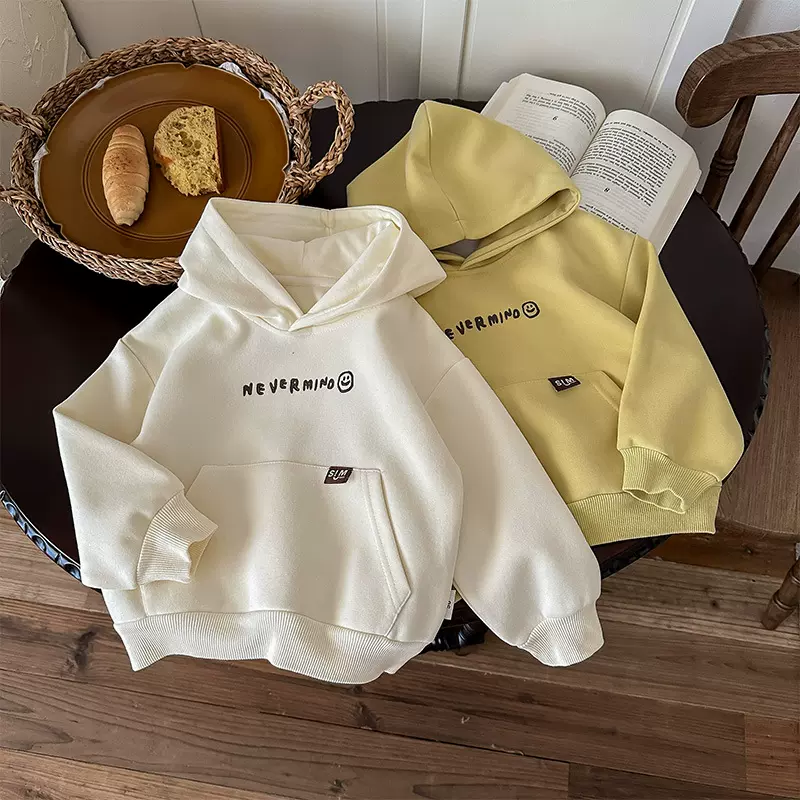 儿童连帽卫衣2025新款男童秋装韩版纯色衣服洋气中小童帽衫上衣潮