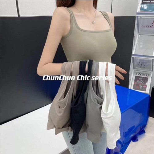 Cross-border summer solid color 1809 fixed chest pad, integrated cup, beautiful back, inner strap, bottoming chest wrap, anti-exposure top