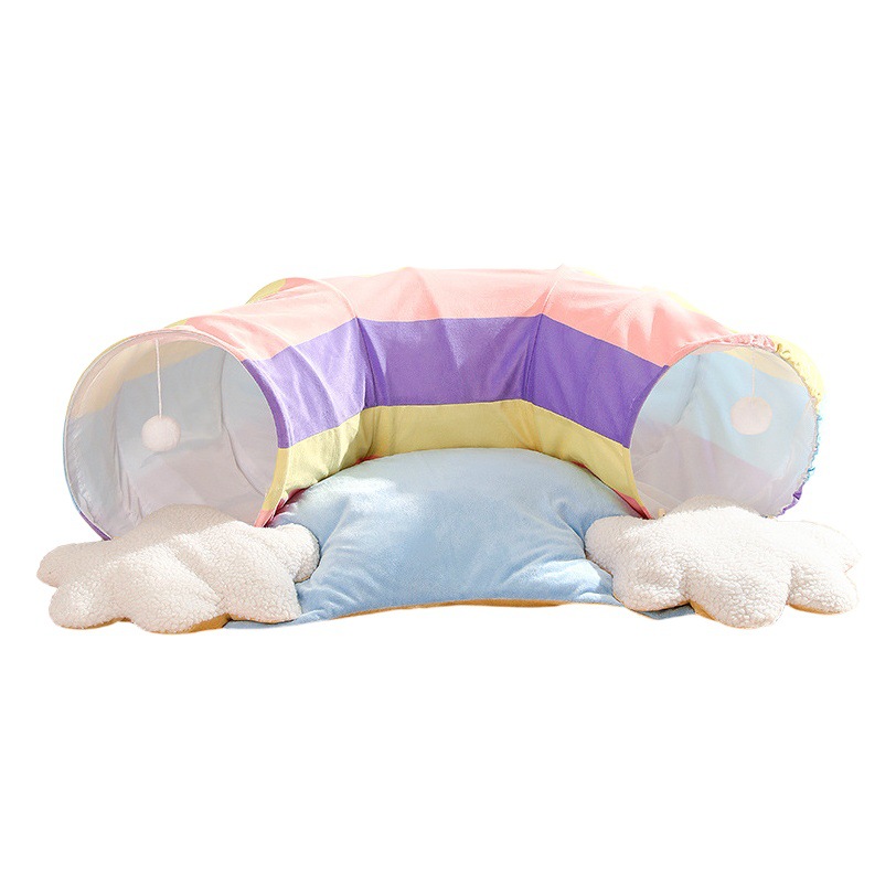 Nido de gato de invierno mascota gato Túnel de felpa nido de mascota caliente plegable gato paso nido de perro Amazon