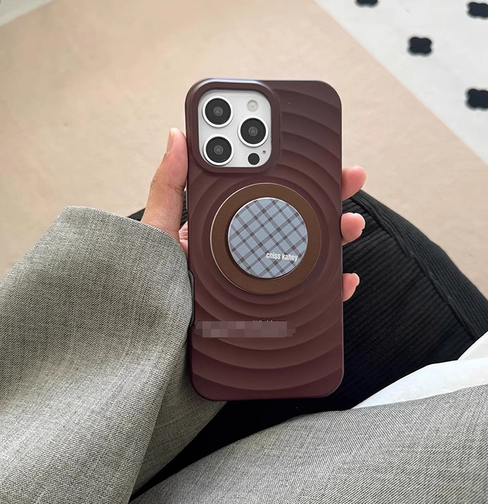 Sencillo de onda magnética de color sólido 16ProMax soporte a cuadros 14 para Apple 15 funda para teléfono móvil 13 pareja 15PM