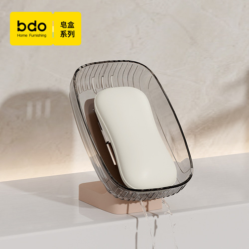 Soap box punch-free square wall-mounted transparent drain soap box household soap rack bathroom soap box storage rack