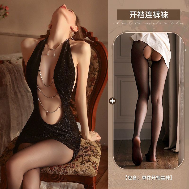 内衣女镂空挂脖链条夜店秘书装服诱角色扮演套装|undefined