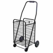 双层家用收纳日式手推户外可以黑色现代简约折叠购物车