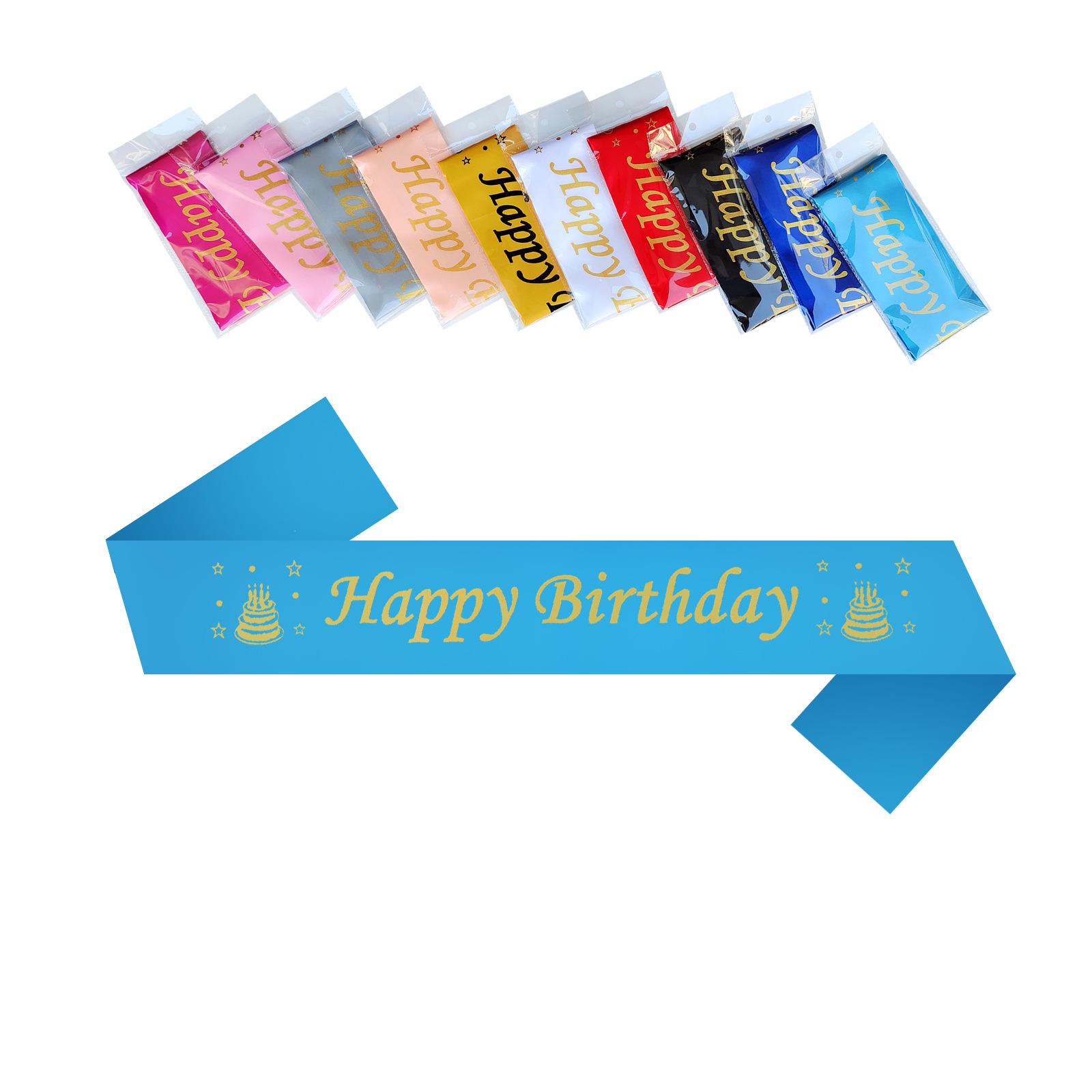 Feliz cumpleaños impresión de serigrafía inglesa correa de hombro para fotos accesorios suministros de fiesta transfronterizos varios estilos de venta transfronterizas