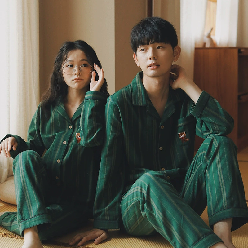 Конвенция. 77-фланелевая Пижама для пар, Мужская весенне-осенняя зимняя хлопковая фланелевая хлопковая Домашняя одежда, костюм