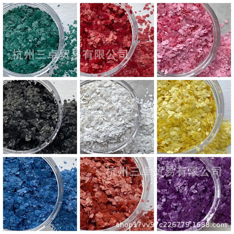 Wholesale colored mica piece rock piece nail art for nail art quail egg shell powder DIY nail art raw materials