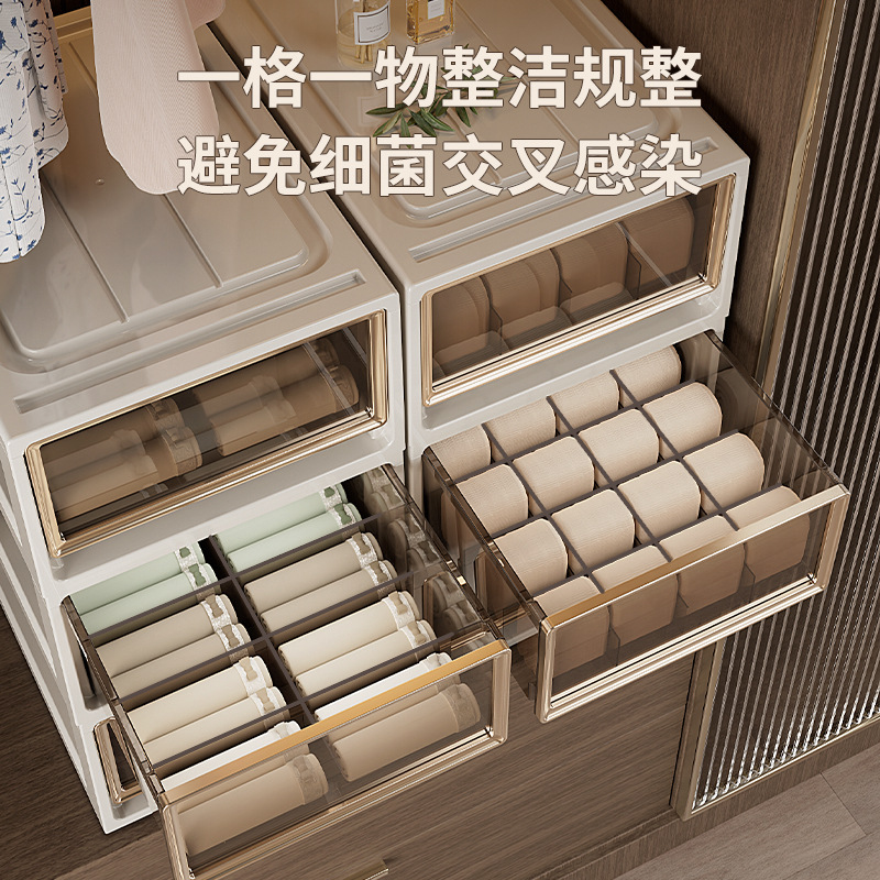 下着収納ケース引き出し式靴下ケース下着三合一分格神器家庭用衣類整理箱内たんす|undefined