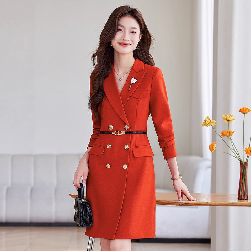 High-End Formal Occasion Dress Professional Suit Skirt for Women 2024 Autumn and Winter New Korean Style Slimming Look Windbreaker Skirt High-End Formal Occasion Dress Professional Suit Skirt for Women 2024 Autumn and Winter New Korean Style Slimming Look Windbreaker Skirt