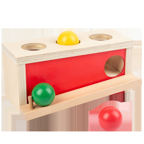 Montessori Wooden Round Ball Coin Box Textile Drum Pressure Ball Table Educational Montessori Children's Smart Toys