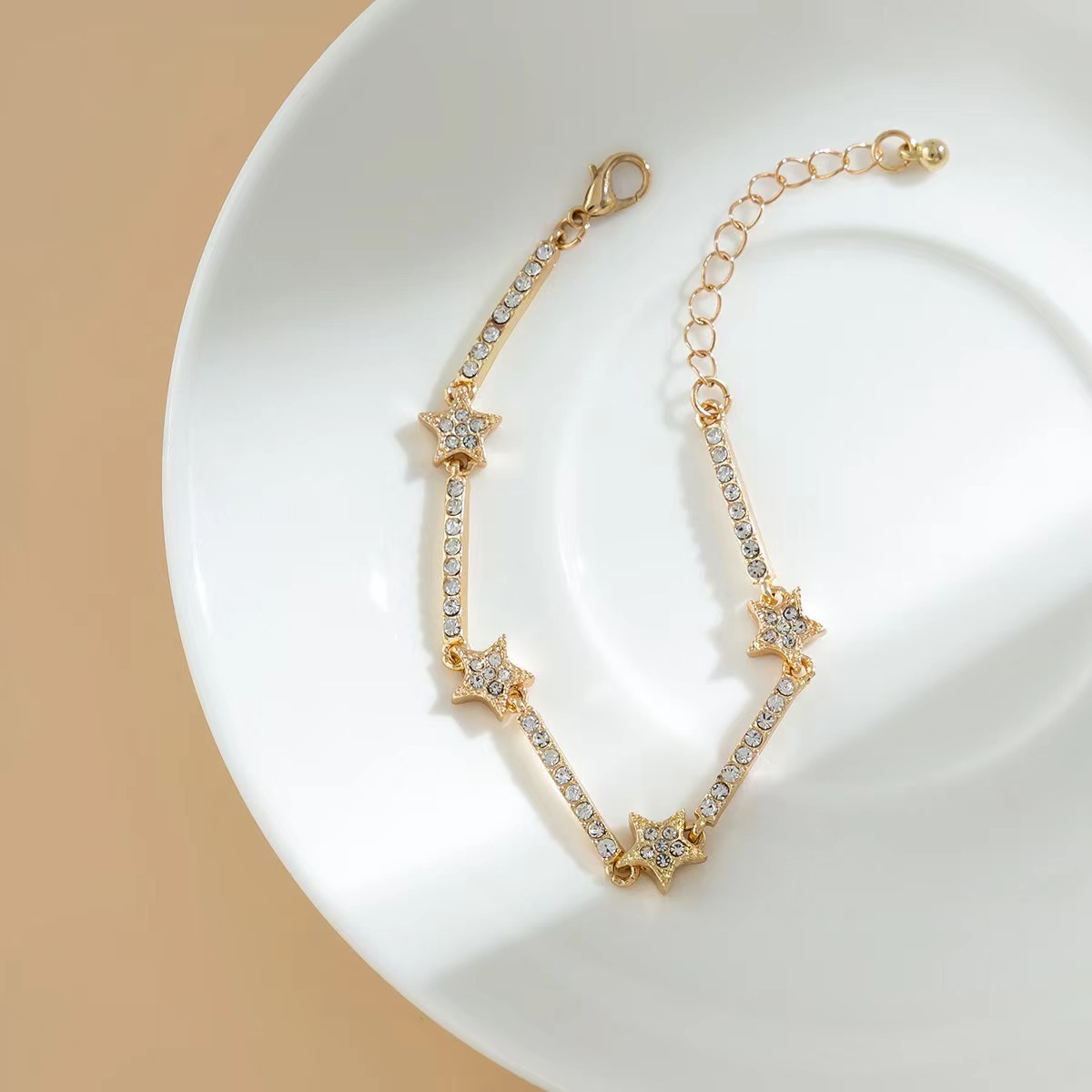 Korean and Japanese Style Fashion Versatile Star-Studded Diamond High-End Women's Bracelet Cross-Popular European and American Manufacturer Wholesale Student