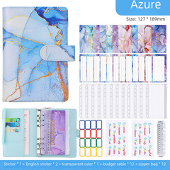 跨境A6活頁夾手賬本大理石紋皮革PU6孔現金預算活頁筆記本子批發