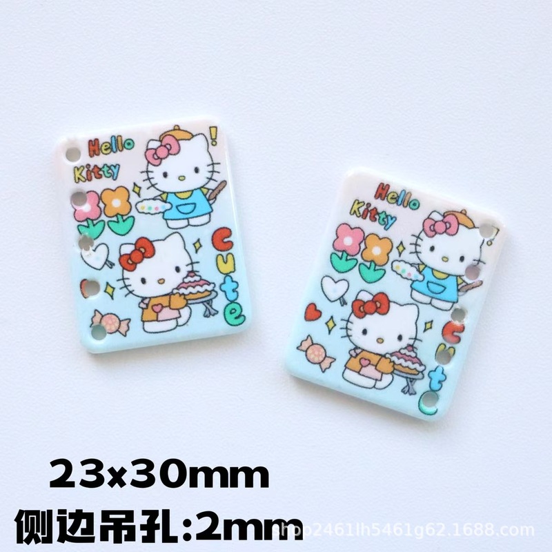 炫彩卡通kitty猫系列印花书本散珠diy挂坠短链首饰耳饰绝美配饰|undefined