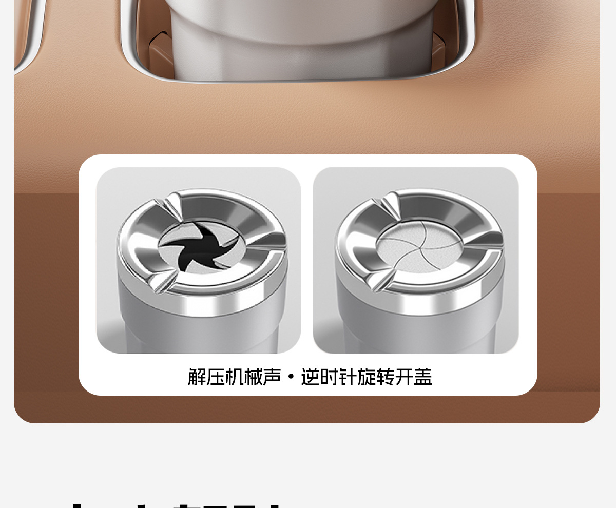 TK Cross-Border Amazon International Stainless Steel Car Ashtray, Sealed Rotating Large Metal Anti-Splash Ashtray for Vehicles