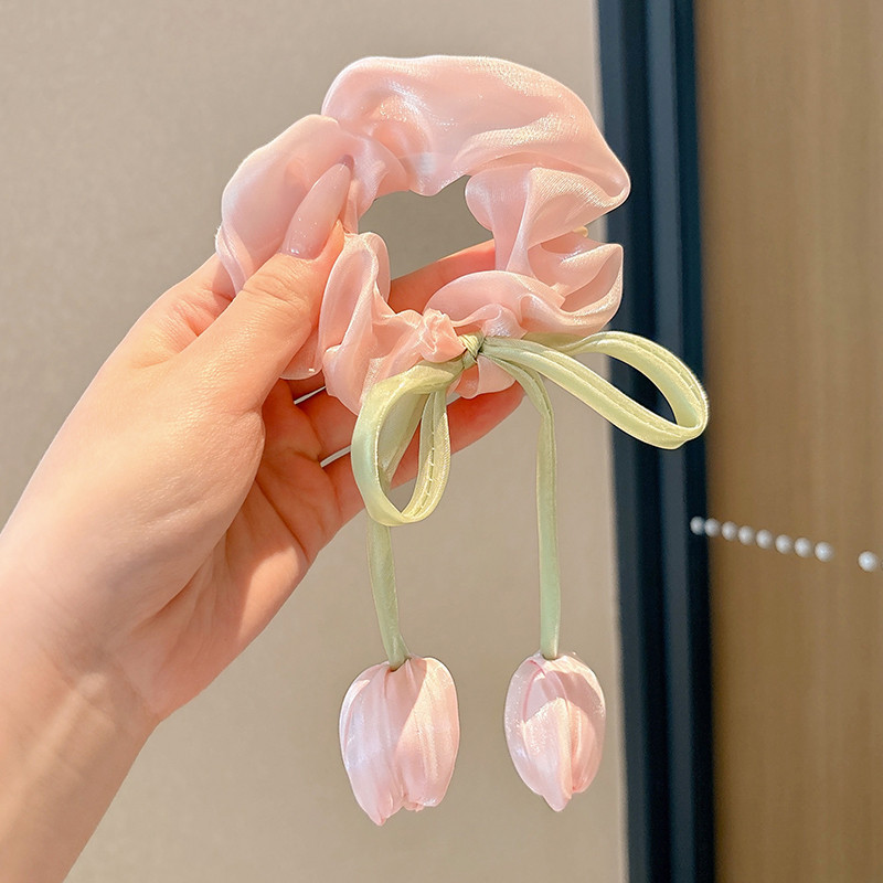 Perlas de terciopelo de alta sensación, anillo de cabello de intestino grande, temperamento femenino elegante, cuerda de cabello de cola de caballo baja, cuerda de cabello de alta elasticidad no dañada