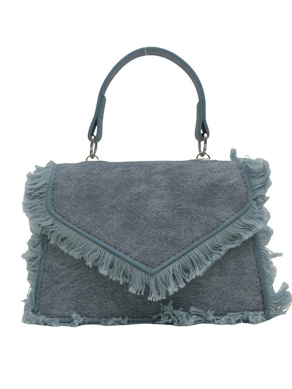 Сумка через плечо Denim ретро ручная одно плечо, с бахромой, компактная 17×7.5×12 см