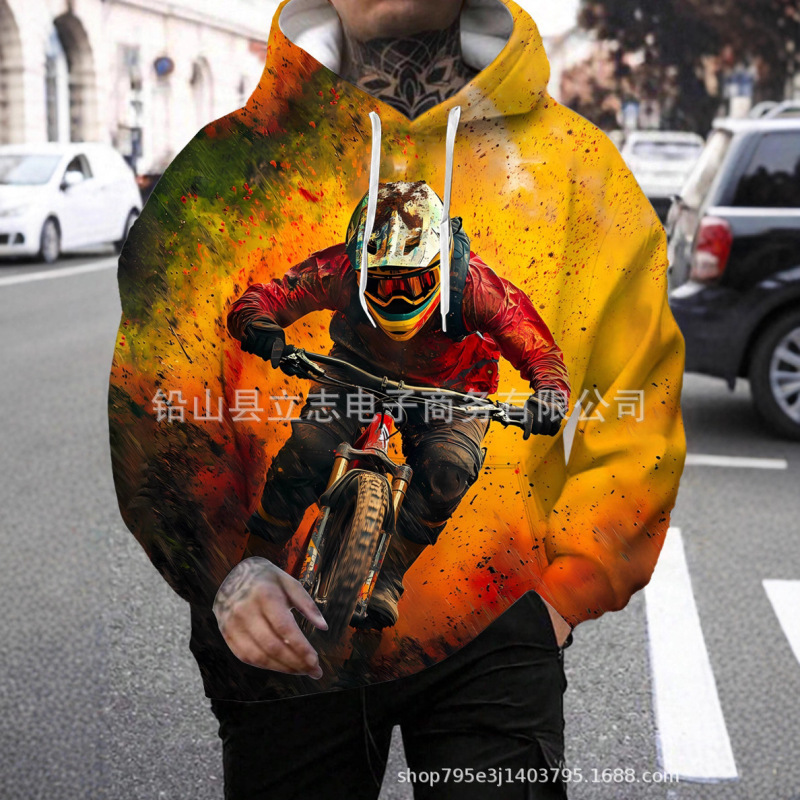 Cross-Border Selection of Hooded Sweatshirts with Splash-Ink Style Off-Road Motorcycle Prints and Artistic Sports Collisions, Available in Two Colors Cross-Border Selection of Hooded Sweatshirts with Splash-Ink Style Off-Road Motorcycle Prints and Artistic Sports Collisions, Available in Two Colors