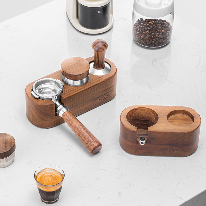 MOJAE/Mojia Soporte de nogal Máquina de café Mango Soporte de almacenamiento Tela Máquina de polvo Martillo de polvo Equipo de soporte