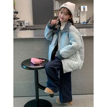 冬季女童夹棉外套冬装新童装儿童女孩菱格绗线两面穿棉衣棉袄洋气