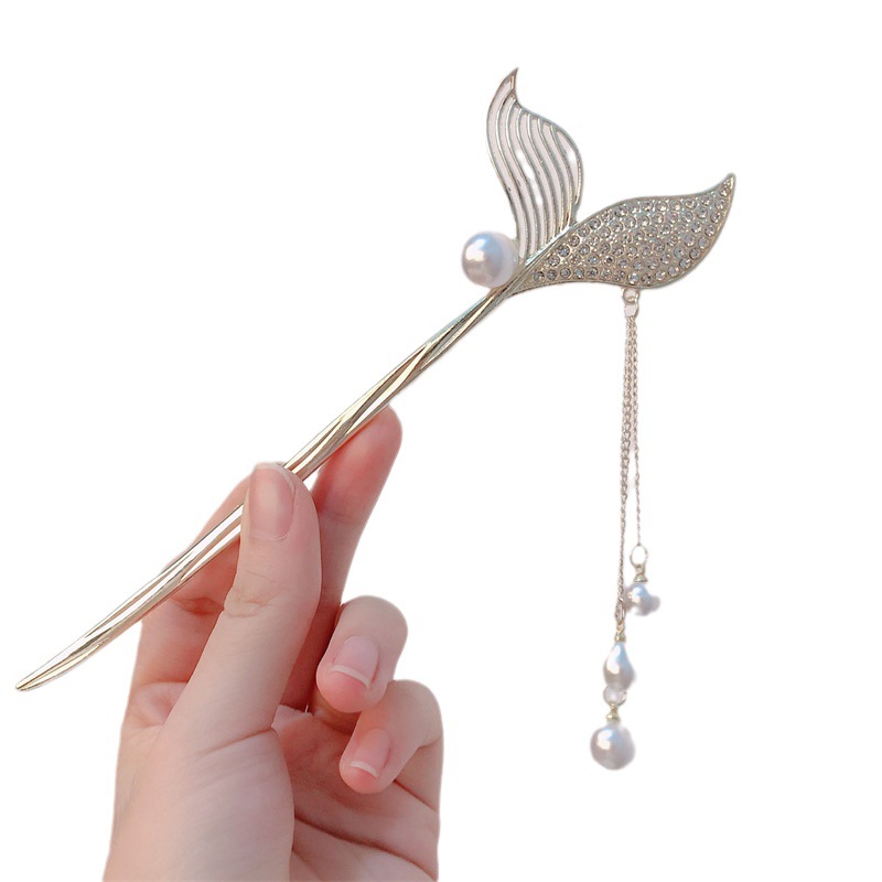 Cola de sirena borla perla horquilla girl estilo antiguo horquilla nueva estilo chino nicho diseño de alta gama accesorios para el cabello
