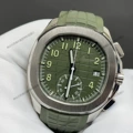 Green dial silver case green strap