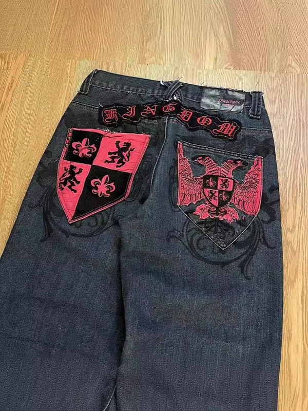 Cross-border E-commerce Y2k Fashion Casual Jeans Washed Pants Ha Style Street Wear Denim Wide Leg Pants for Men