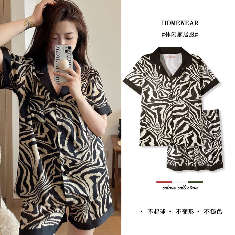 高级感休闲睡衣女纯棉衬衫夏季新款薄款短裤短袖女士宅家居服套装