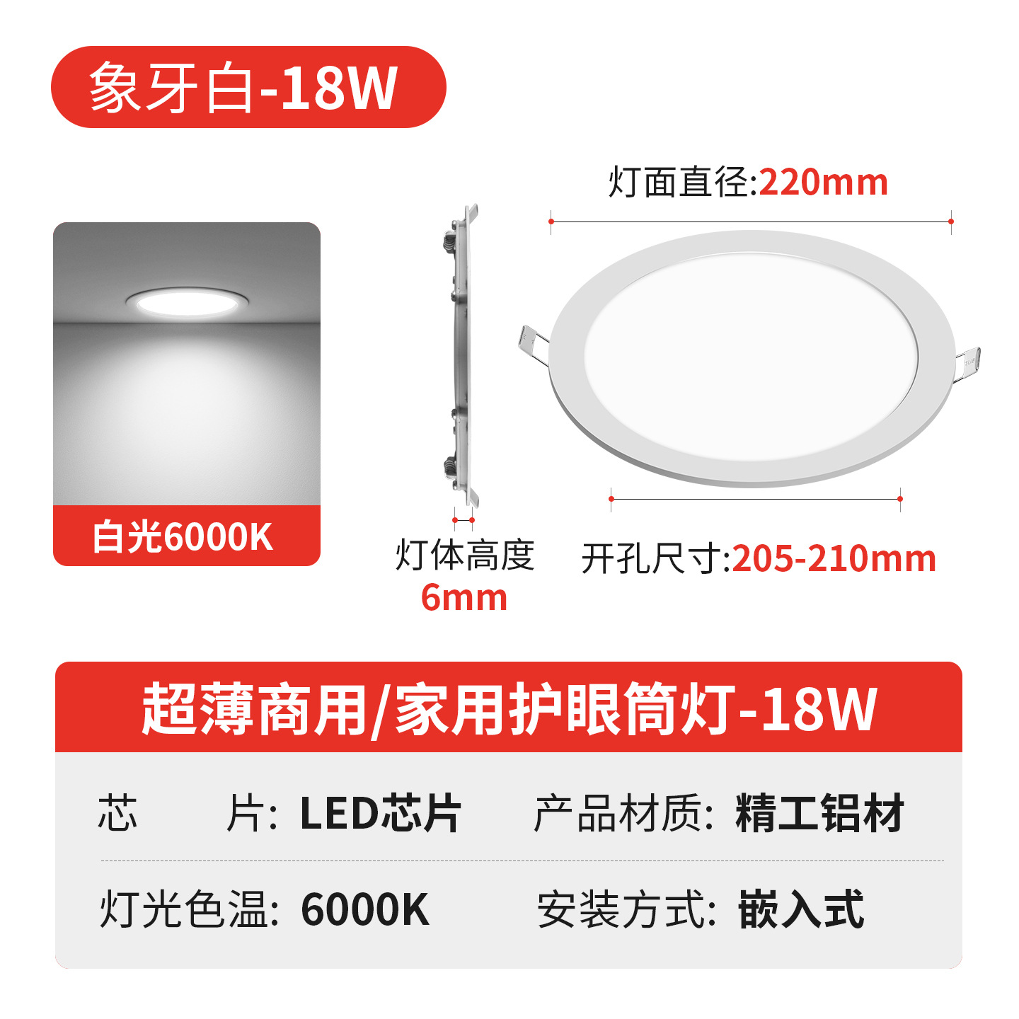 Downlight LED Empotrable Ultradelgado de 2.5/3.5/4/6/8 Pulgadas para Techo image 20