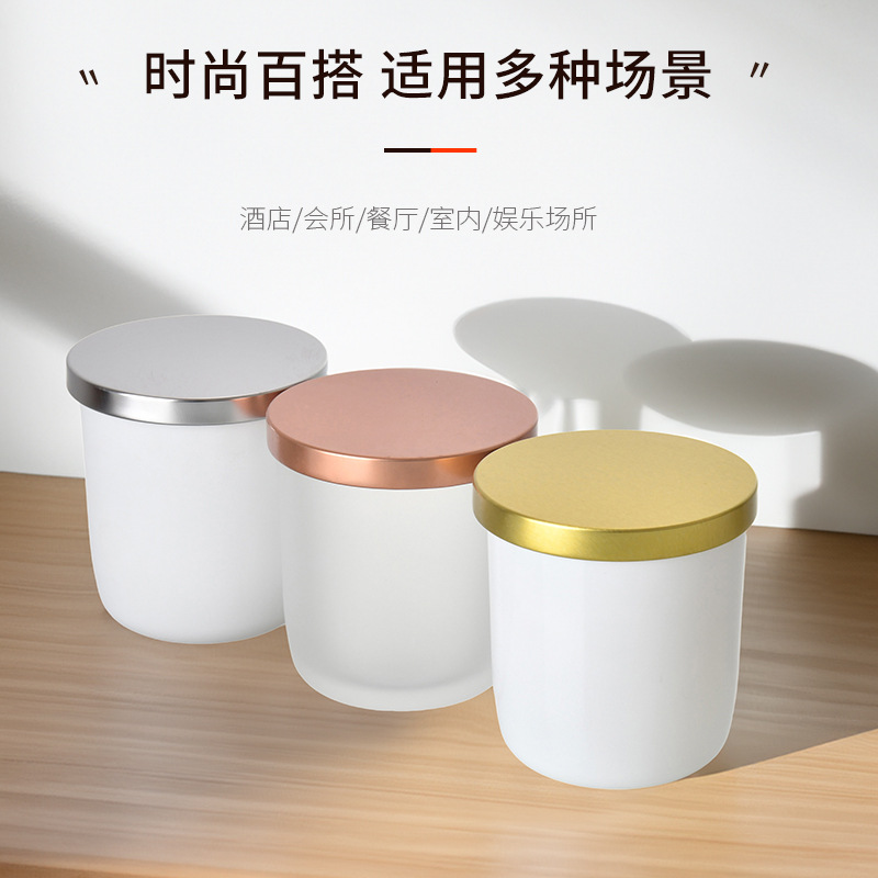 Vaso de vela de vidrio mate esmerilado simple decoración del dormitorio con taza de cera de incienso perfumes transparentes caseros botellas vacías de incienso