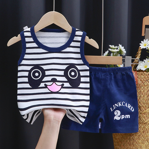 Children's undershirt set pure cotton sleeveless girls' summer wear Korean style children's new summer boy two-piece set wholesale