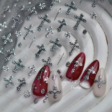 tomoni&莫失金属美甲贴纸diy暗黑复古指甲贴高级感十字架饰品素材