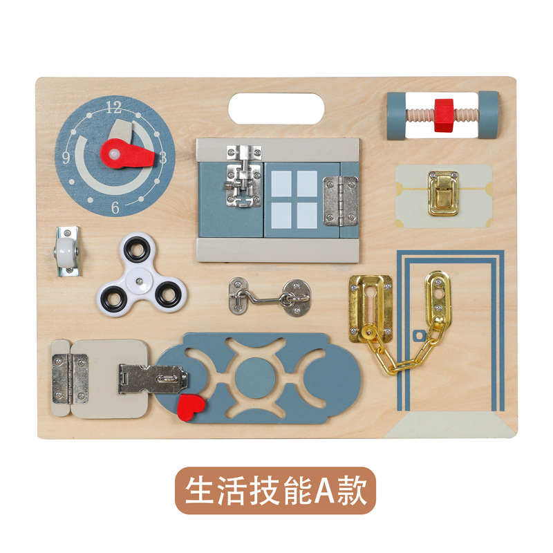 Tablero de actividades Montessori para niños pequeños: volante de coche para el aprendizaje temprano, simulación de conducción, rompecabezas para abrir cerraduras