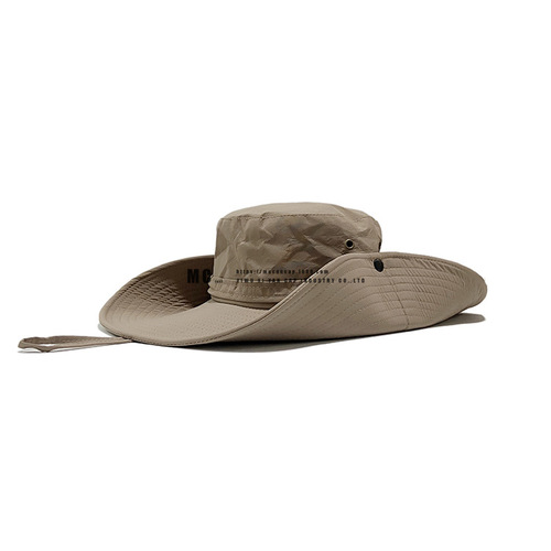 Western cowboy hat for women with drawstring fisherman hat for men, summer vacation large brim sun hat for outdoor fishing and mountain climbing