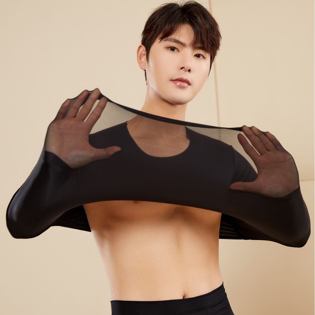 Hyaluronic Acid Skin Beauty Thermal Underwear Men's Long-Sleeve Long Pants Set Moisturizing Seamless Base Layer Thermal Tops and Pants