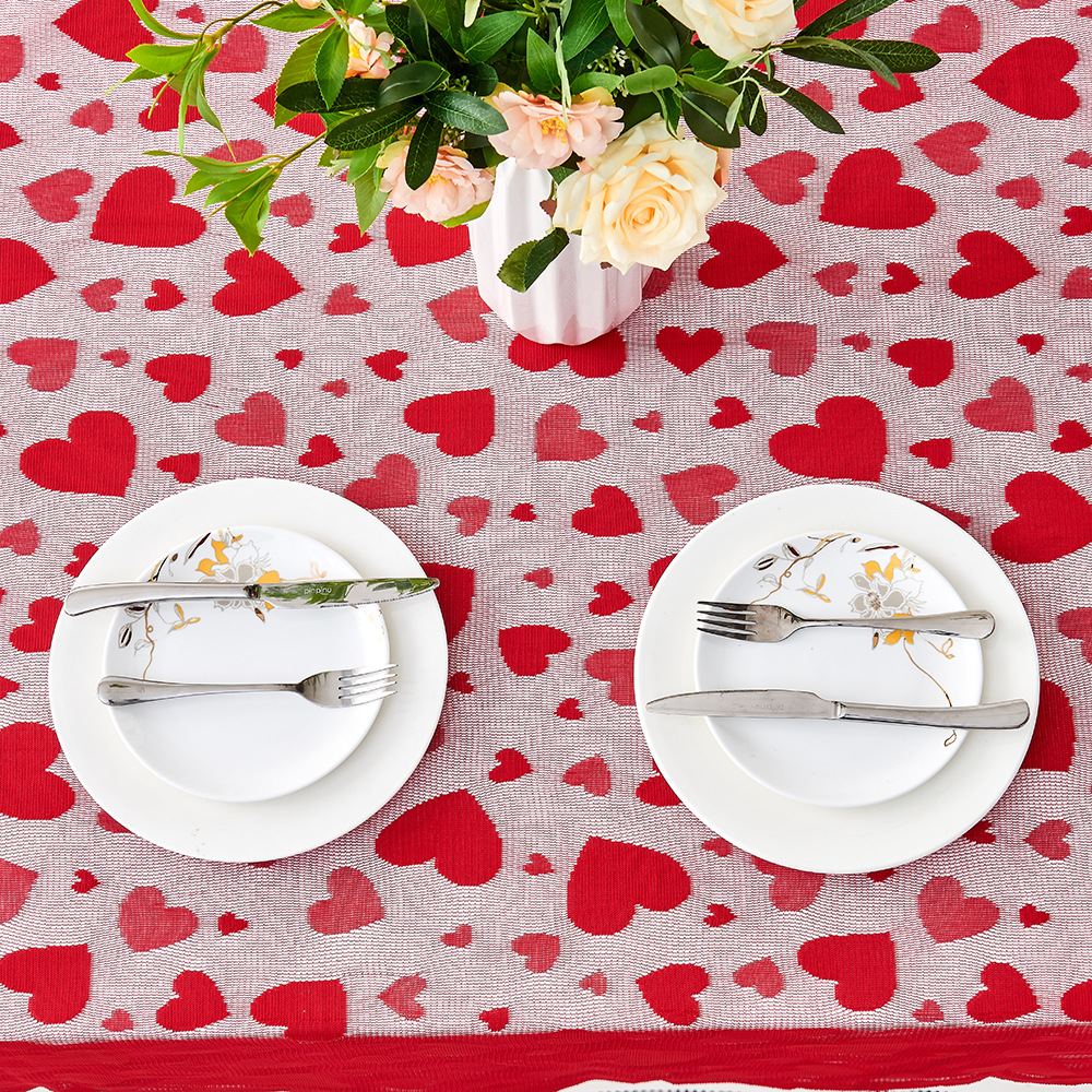 Nuevo amor Día de San Valentín tela de mesa rectangular table bandera de encaje conjunto de almohadillas rojo estilo europeo y americano decoración de la fiesta