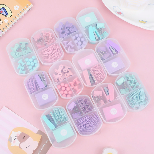 Macaron paper clip combination binder clip for receipt storage globe needle I-shaped nail stapler for office binding