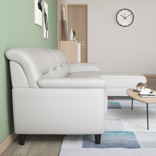Nordic-style modern minimalist 3-seater leather sofa—perfect for small apartments, ideal for living rooms, and crafted from premium, top-layer cowhide with a luxurious chaise lounge design.