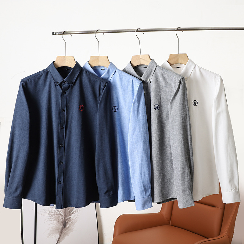 H Series Big Deal: Spring and Autumn Oxford Textile Men's Slim Fit Long Sleeve Shirt, Gentleman's Business Casual Shirt Jacket